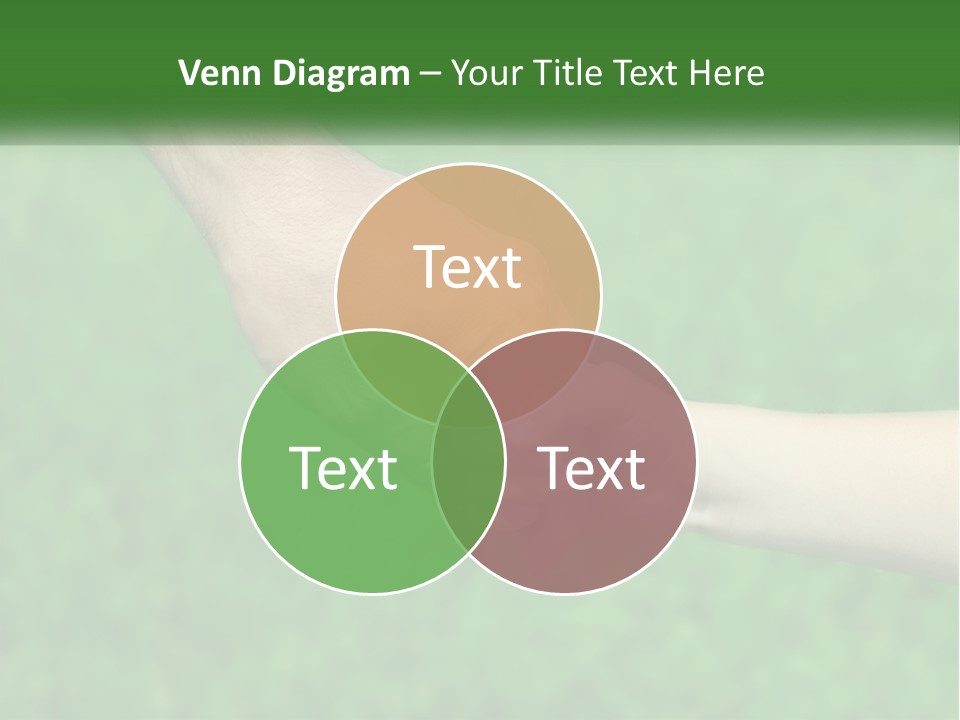 A Man Holding A Small Child's Hand In Front Of A Green Field PowerPoint Template