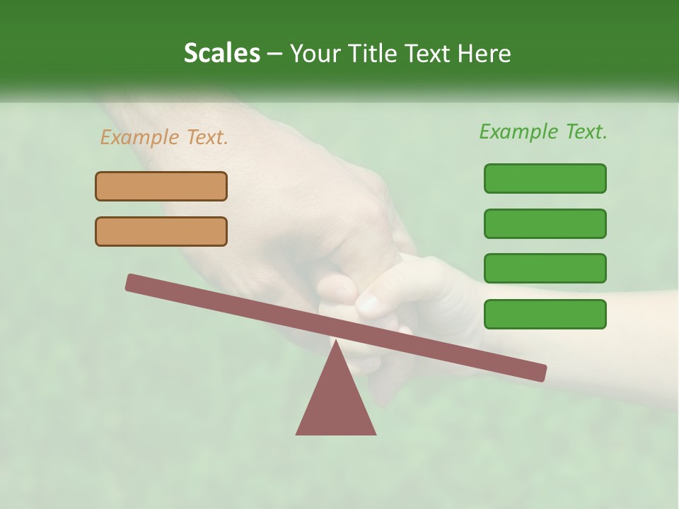 A Man Holding A Small Child's Hand In Front Of A Green Field PowerPoint Template