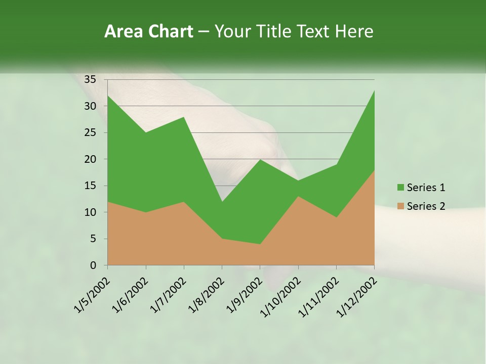 A Man Holding A Small Child's Hand In Front Of A Green Field PowerPoint Template