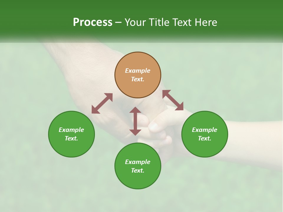 A Man Holding A Small Child's Hand In Front Of A Green Field PowerPoint Template