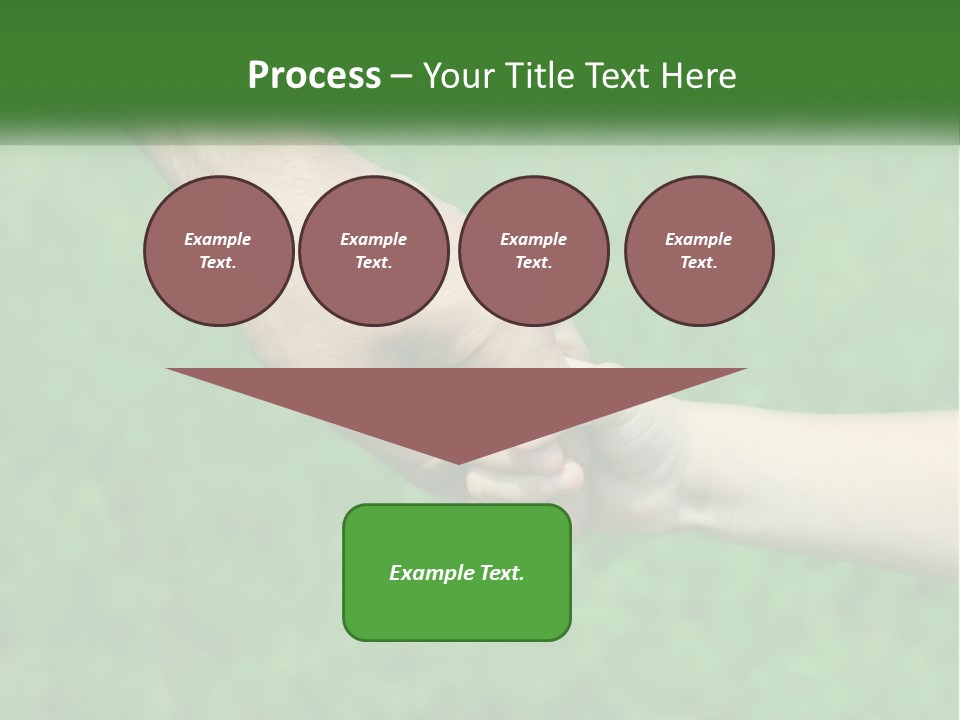 A Man Holding A Small Child's Hand In Front Of A Green Field PowerPoint Template