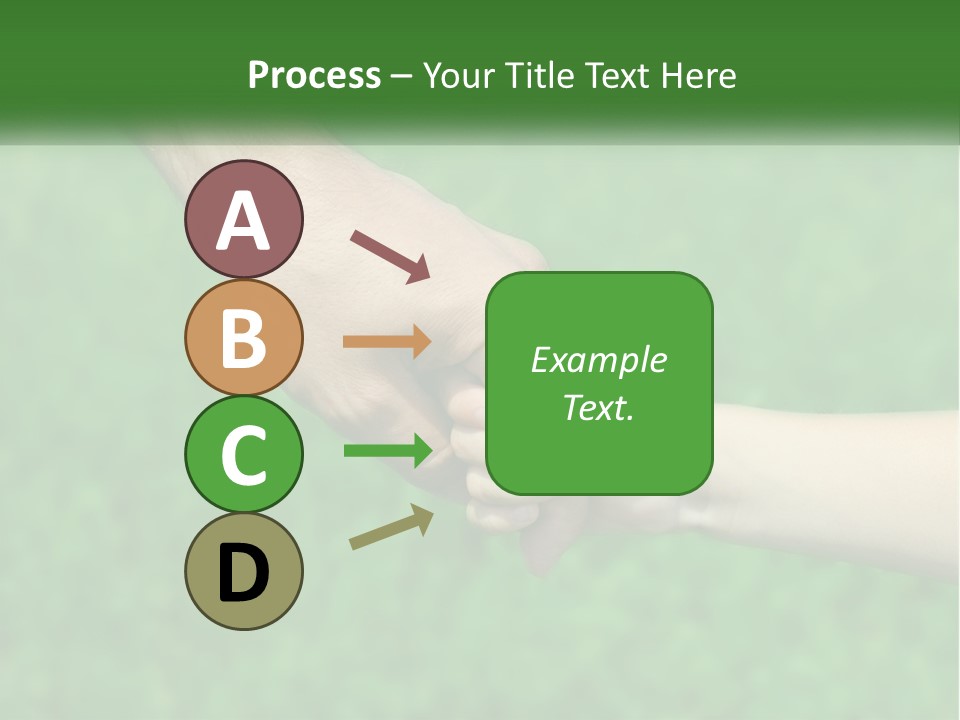 A Man Holding A Small Child's Hand In Front Of A Green Field PowerPoint Template