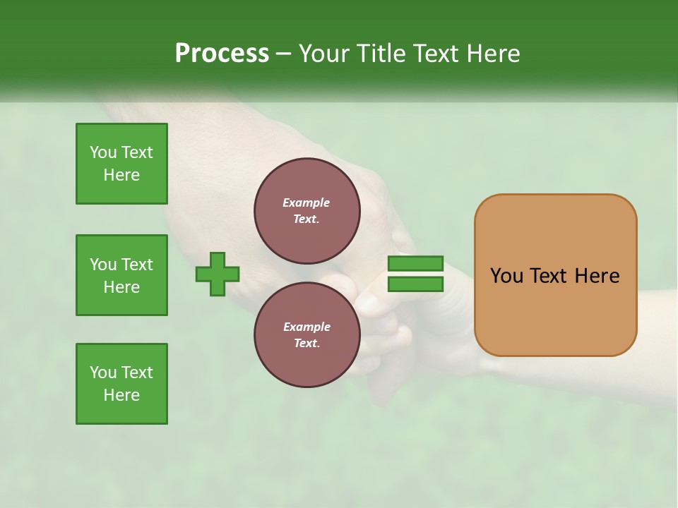 A Man Holding A Small Child's Hand In Front Of A Green Field PowerPoint Template