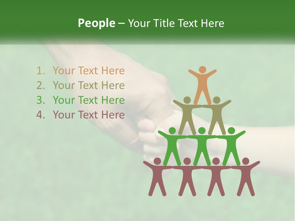 A Man Holding A Small Child's Hand In Front Of A Green Field PowerPoint Template