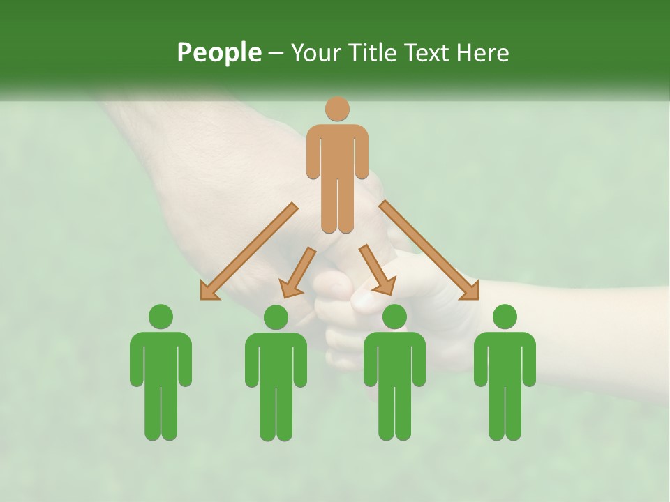 A Man Holding A Small Child's Hand In Front Of A Green Field PowerPoint Template