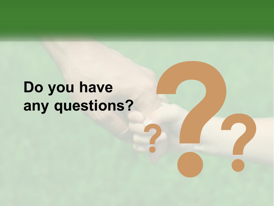 A Man Holding A Small Child's Hand In Front Of A Green Field PowerPoint Template