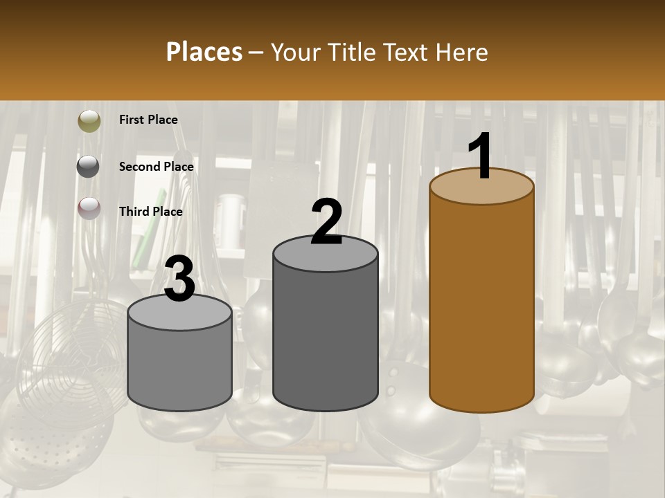 A Bunch Of Spoons Hanging From A Rack In A Kitchen PowerPoint Template