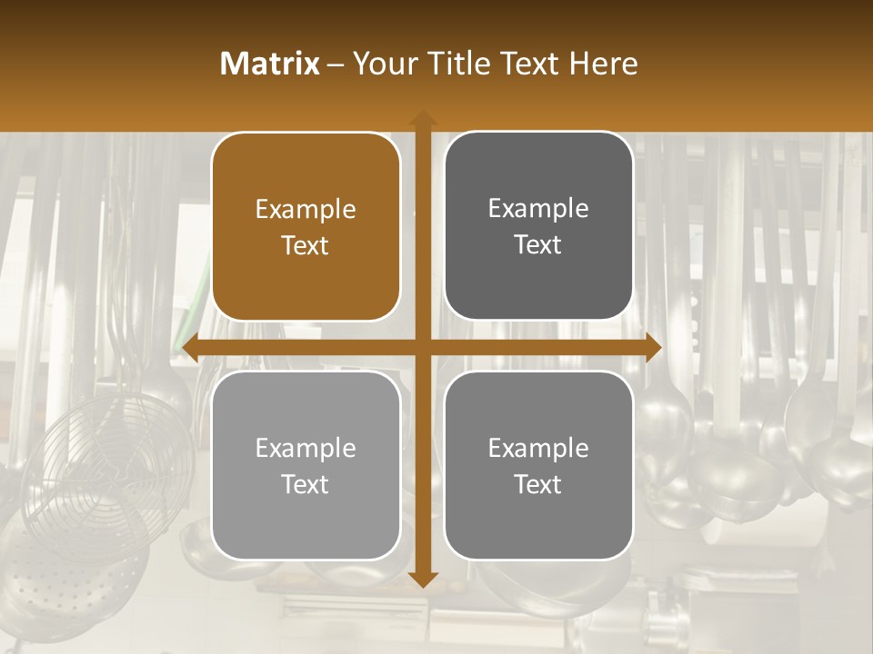 A Bunch Of Spoons Hanging From A Rack In A Kitchen PowerPoint Template