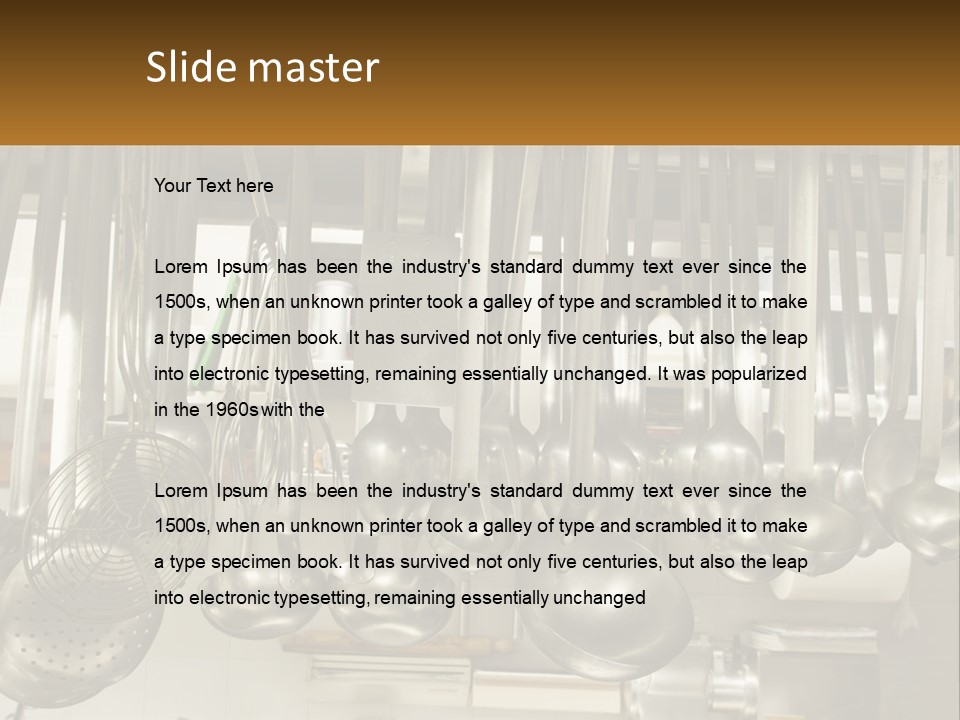 A Bunch Of Spoons Hanging From A Rack In A Kitchen PowerPoint Template