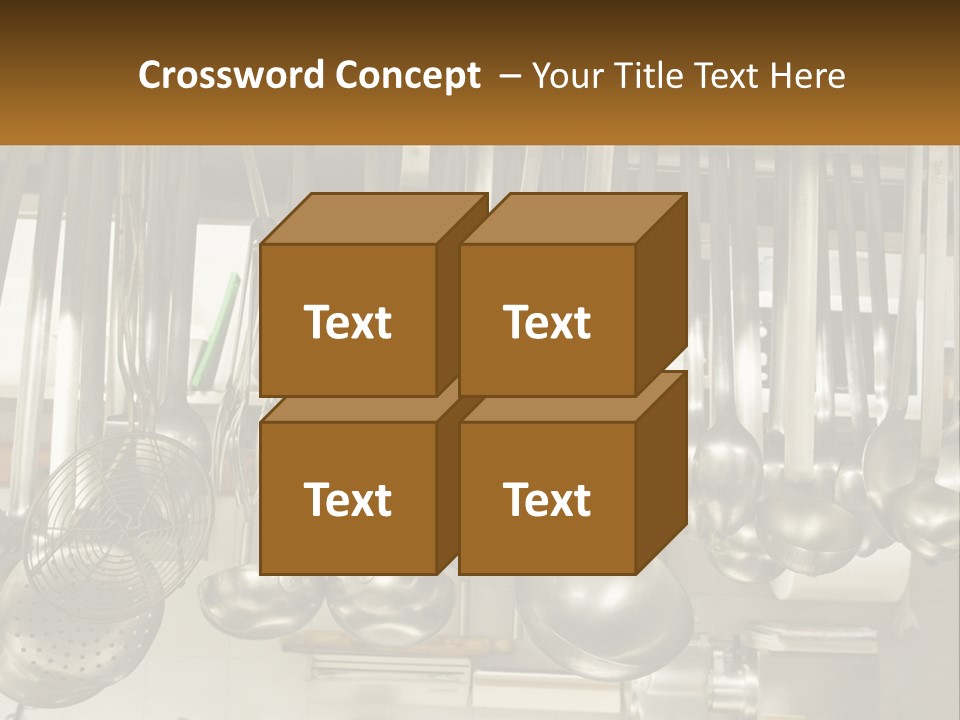 A Bunch Of Spoons Hanging From A Rack In A Kitchen PowerPoint Template