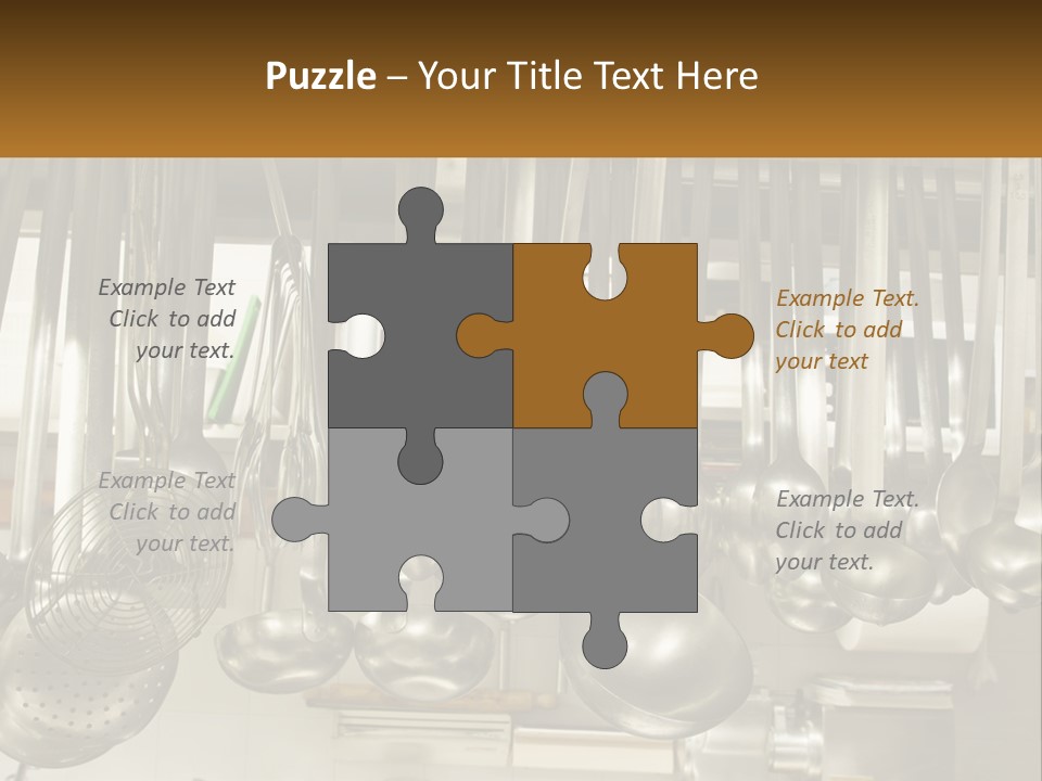 A Bunch Of Spoons Hanging From A Rack In A Kitchen PowerPoint Template