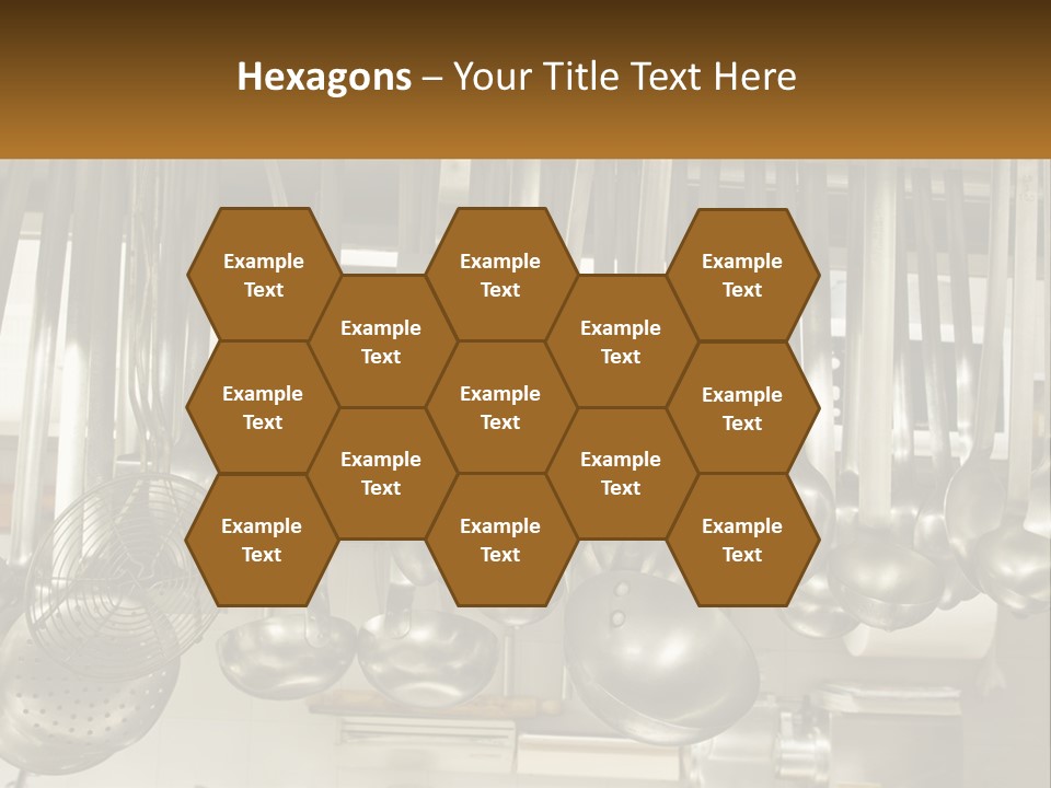 A Bunch Of Spoons Hanging From A Rack In A Kitchen PowerPoint Template