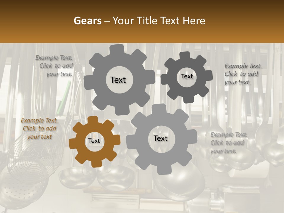 A Bunch Of Spoons Hanging From A Rack In A Kitchen PowerPoint Template