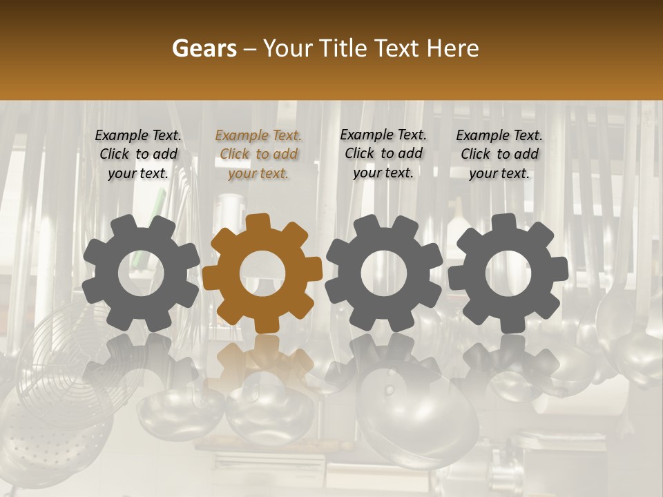 A Bunch Of Spoons Hanging From A Rack In A Kitchen PowerPoint Template