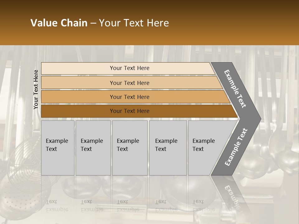 A Bunch Of Spoons Hanging From A Rack In A Kitchen PowerPoint Template