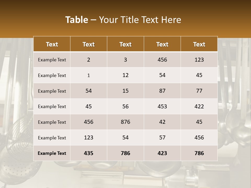 A Bunch Of Spoons Hanging From A Rack In A Kitchen PowerPoint Template