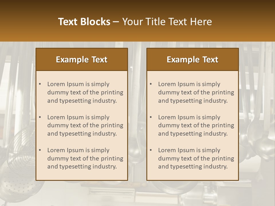 A Bunch Of Spoons Hanging From A Rack In A Kitchen PowerPoint Template