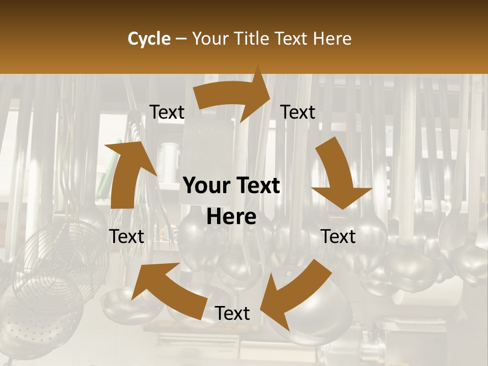 A Bunch Of Spoons Hanging From A Rack In A Kitchen PowerPoint Template