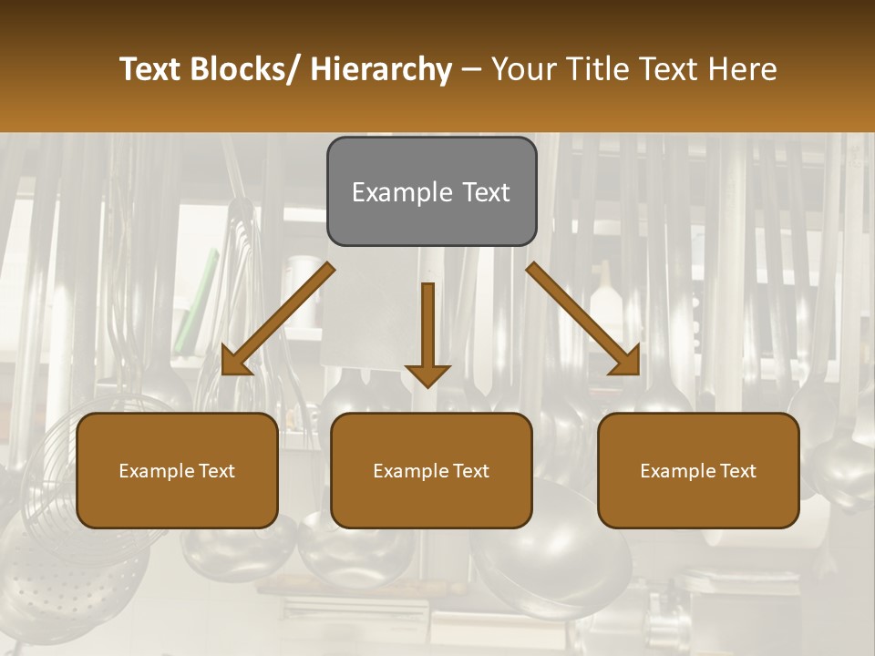 A Bunch Of Spoons Hanging From A Rack In A Kitchen PowerPoint Template