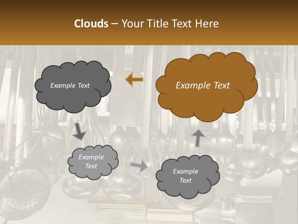 A Bunch Of Spoons Hanging From A Rack In A Kitchen PowerPoint Template
