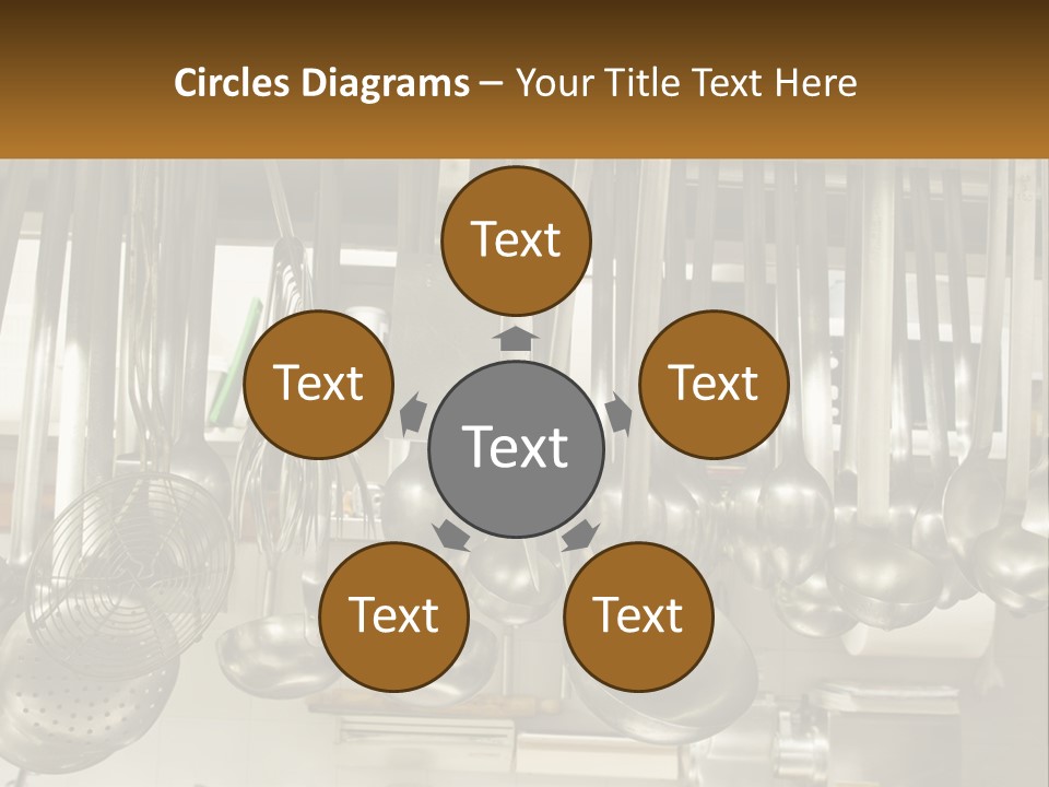 A Bunch Of Spoons Hanging From A Rack In A Kitchen PowerPoint Template