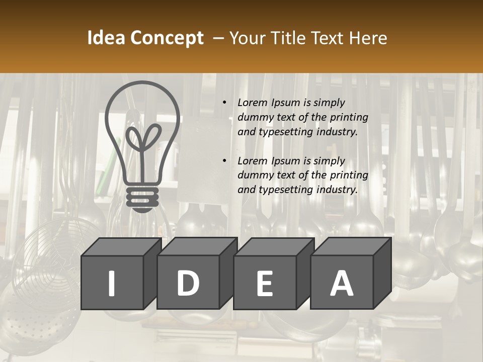 A Bunch Of Spoons Hanging From A Rack In A Kitchen PowerPoint Template