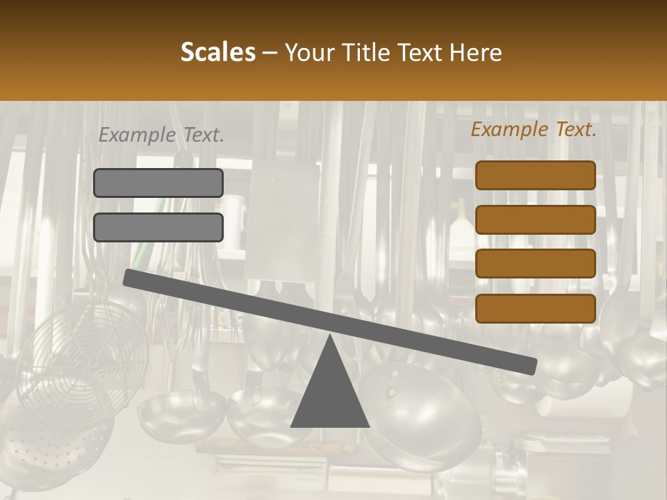 A Bunch Of Spoons Hanging From A Rack In A Kitchen PowerPoint Template