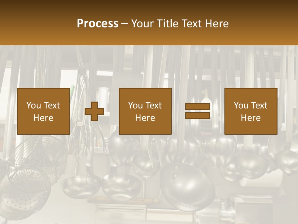 A Bunch Of Spoons Hanging From A Rack In A Kitchen PowerPoint Template
