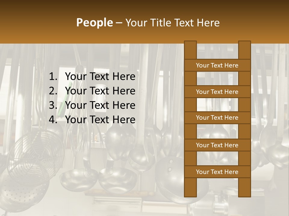 A Bunch Of Spoons Hanging From A Rack In A Kitchen PowerPoint Template