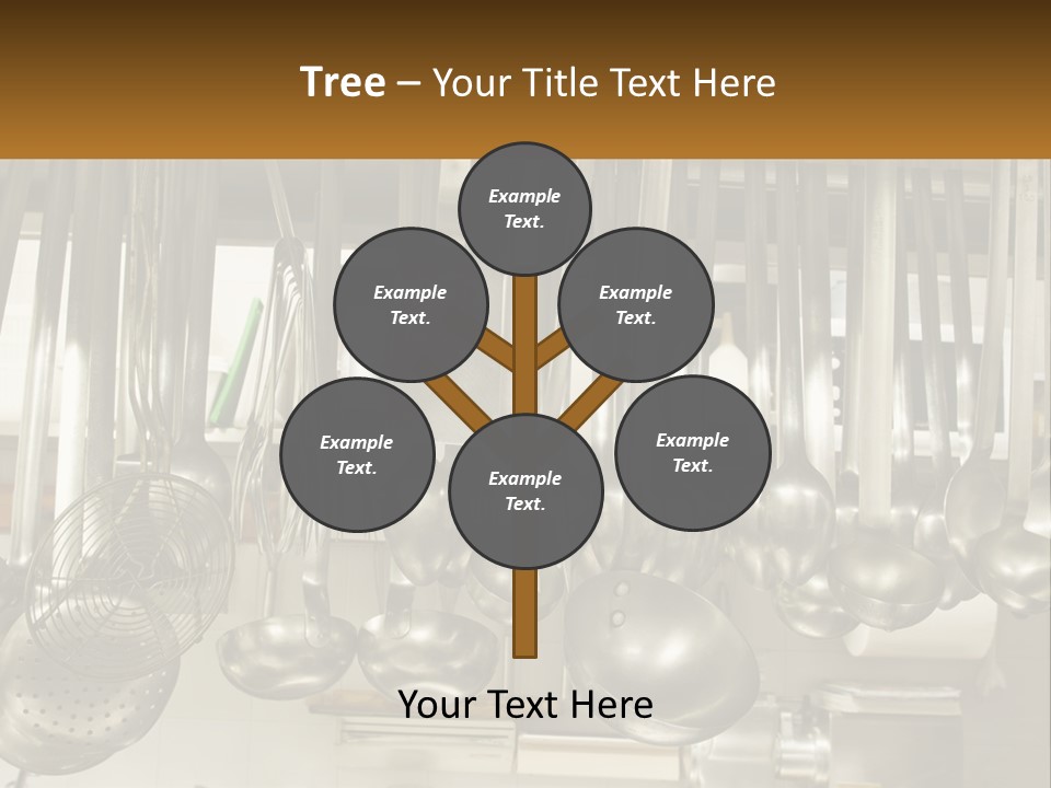 A Bunch Of Spoons Hanging From A Rack In A Kitchen PowerPoint Template