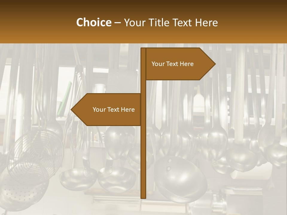 A Bunch Of Spoons Hanging From A Rack In A Kitchen PowerPoint Template