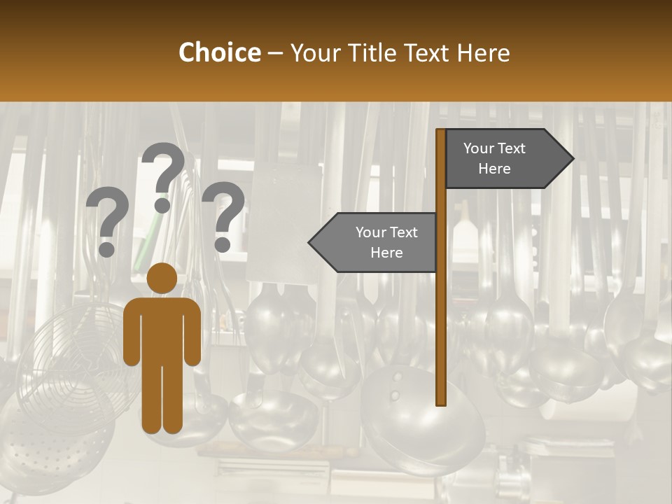 A Bunch Of Spoons Hanging From A Rack In A Kitchen PowerPoint Template
