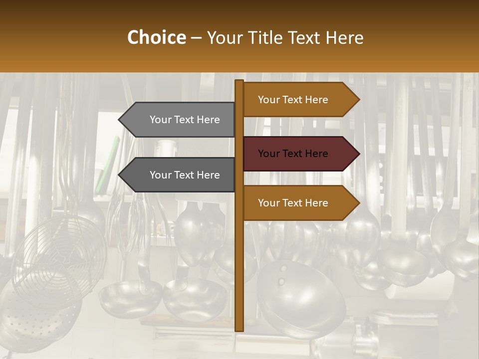 A Bunch Of Spoons Hanging From A Rack In A Kitchen PowerPoint Template