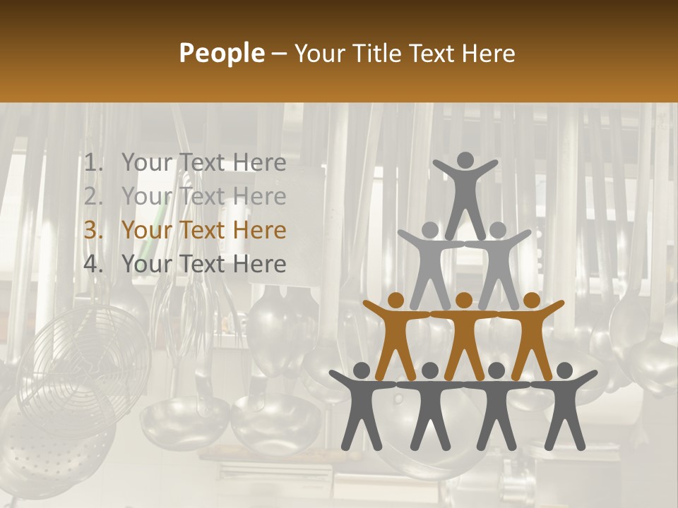 A Bunch Of Spoons Hanging From A Rack In A Kitchen PowerPoint Template