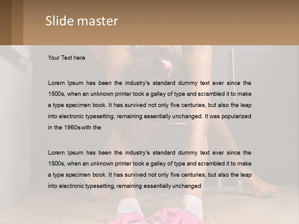 A Woman Bending Over On The Floor In A Kitchen PowerPoint Template