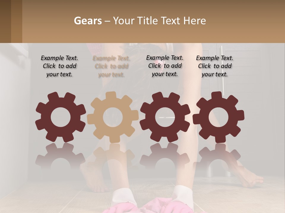 A Woman Bending Over On The Floor In A Kitchen PowerPoint Template