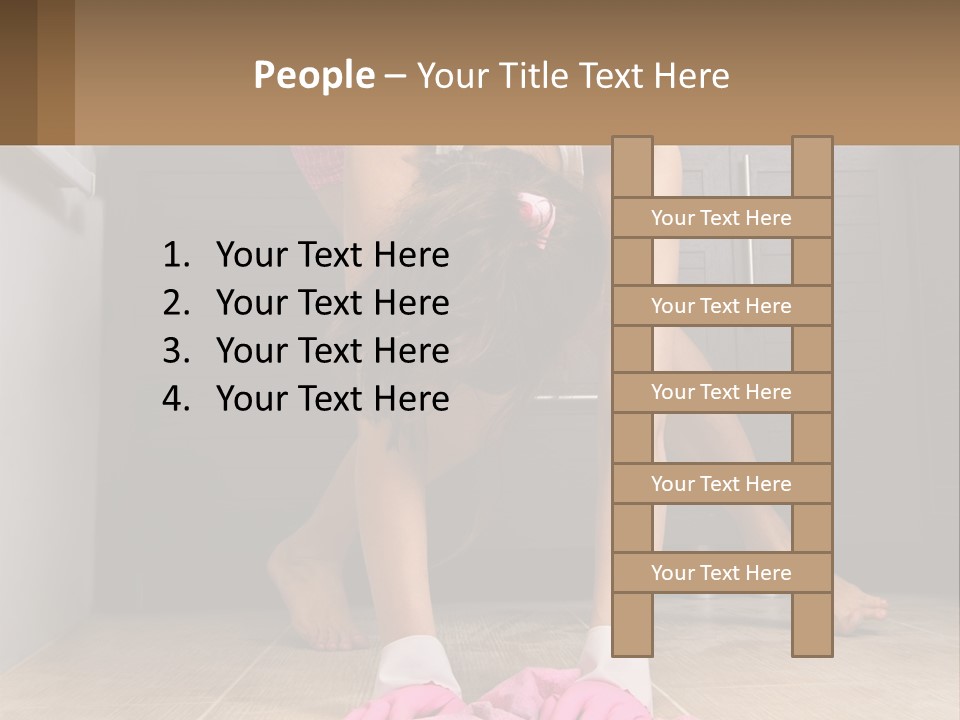 A Woman Bending Over On The Floor In A Kitchen PowerPoint Template