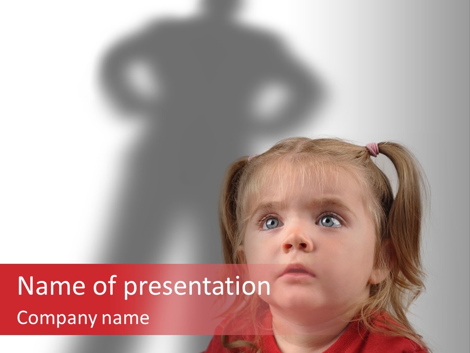 A Little Girl With A Shadow On The Wall PowerPoint Template