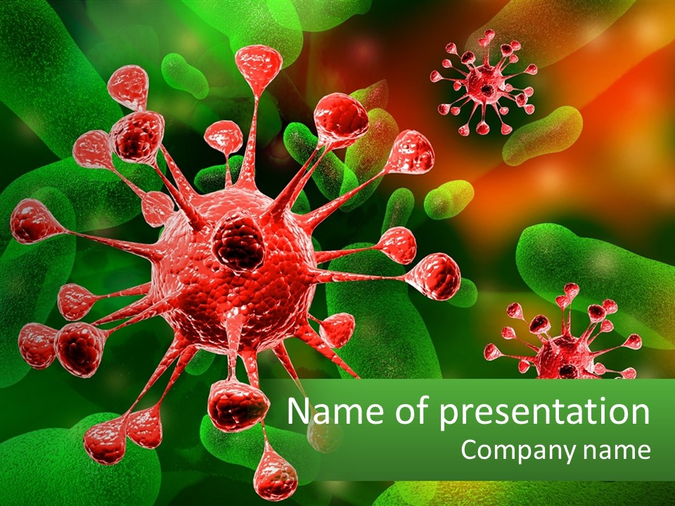 A Computer Generated Image Of A Red And Green Corona PowerPoint Template