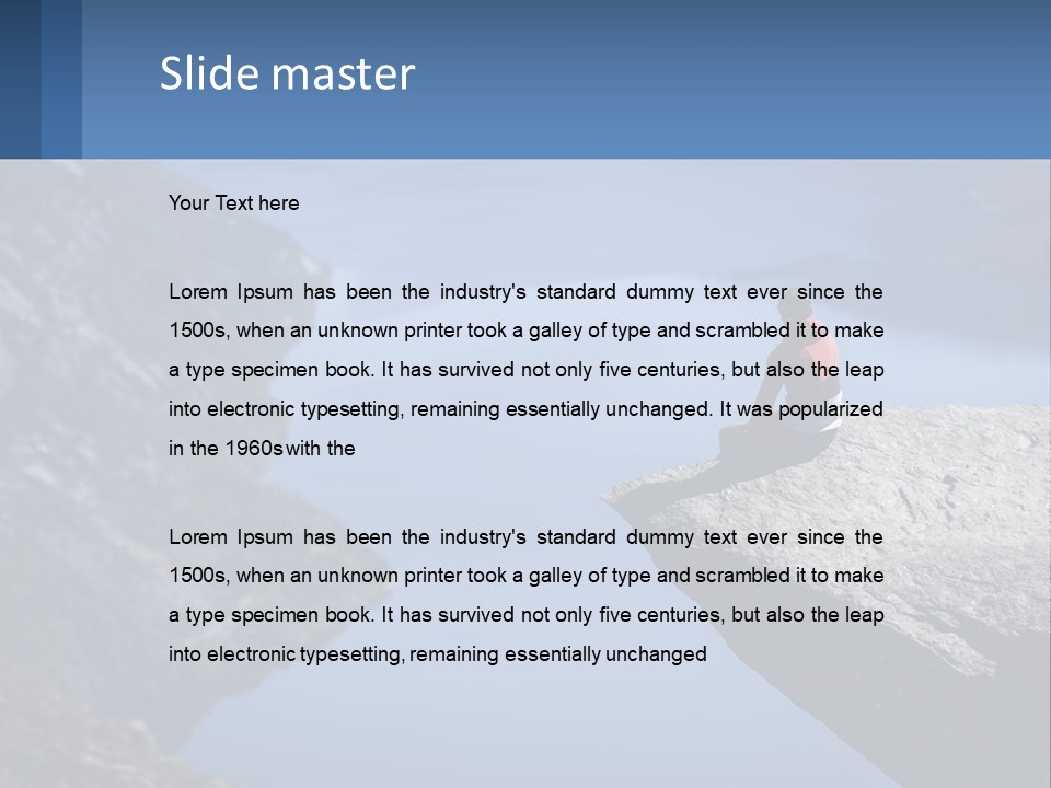 A Person Sitting On Top Of A Cliff Overlooking A Lake PowerPoint Template