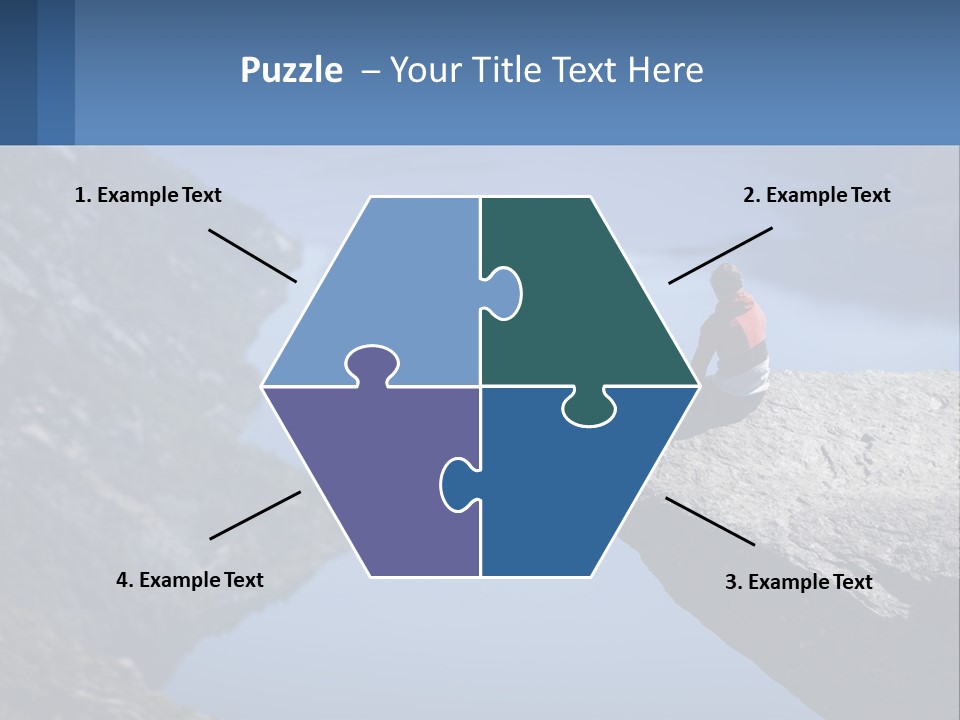 A Person Sitting On Top Of A Cliff Overlooking A Lake PowerPoint Template