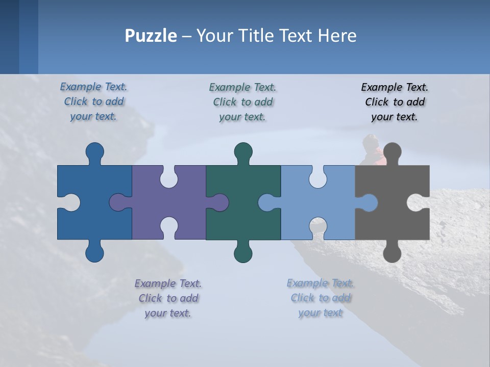 A Person Sitting On Top Of A Cliff Overlooking A Lake PowerPoint Template