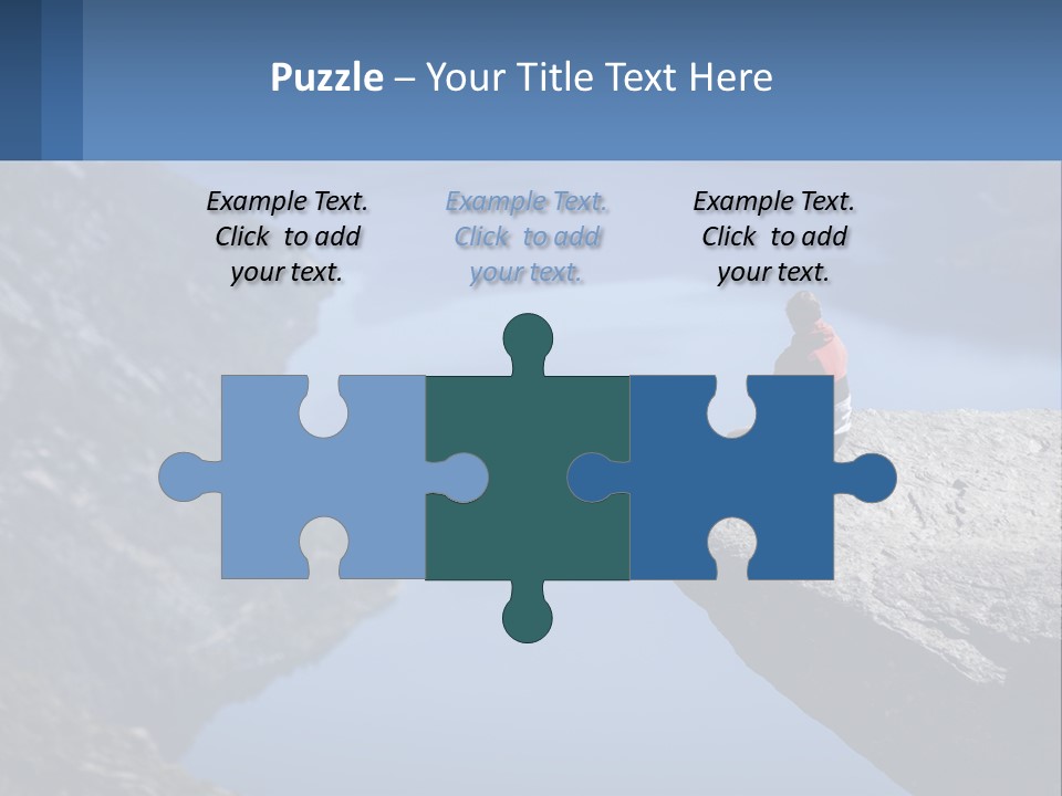 A Person Sitting On Top Of A Cliff Overlooking A Lake PowerPoint Template