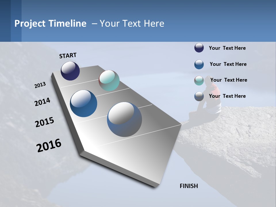 A Person Sitting On Top Of A Cliff Overlooking A Lake PowerPoint Template