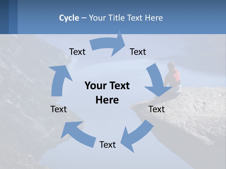 A Person Sitting On Top Of A Cliff Overlooking A Lake PowerPoint Template