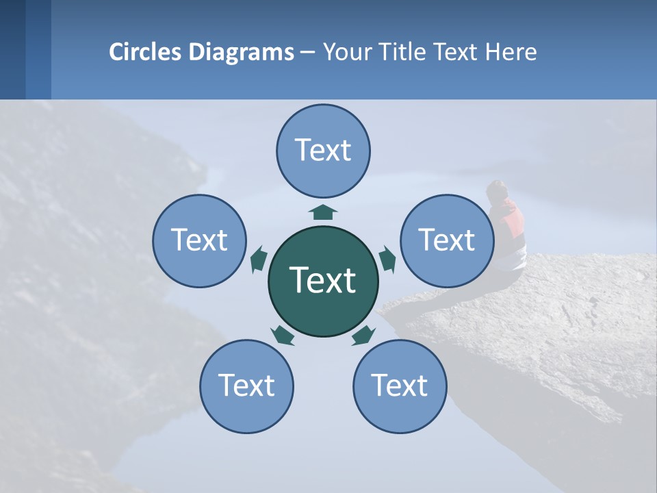 A Person Sitting On Top Of A Cliff Overlooking A Lake PowerPoint Template