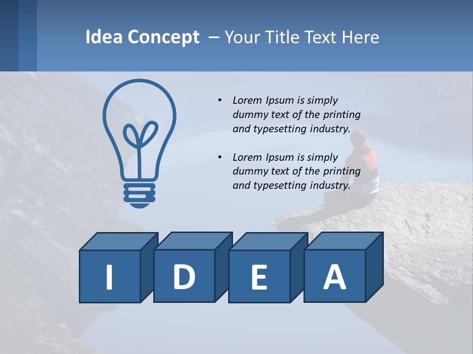 A Person Sitting On Top Of A Cliff Overlooking A Lake PowerPoint Template