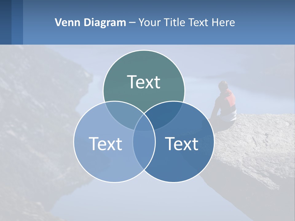 A Person Sitting On Top Of A Cliff Overlooking A Lake PowerPoint Template