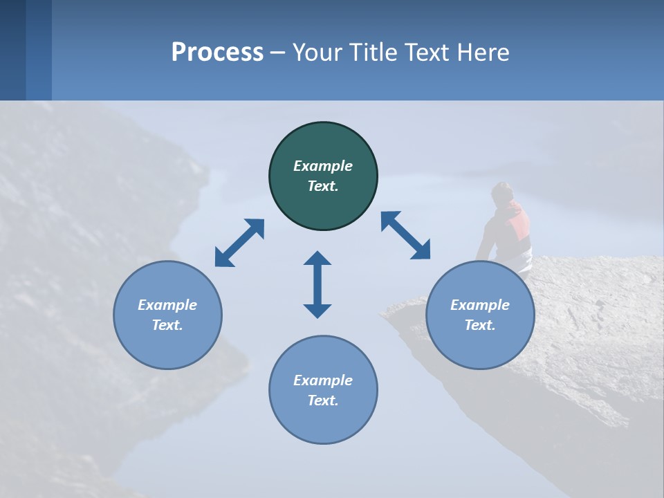 A Person Sitting On Top Of A Cliff Overlooking A Lake PowerPoint Template