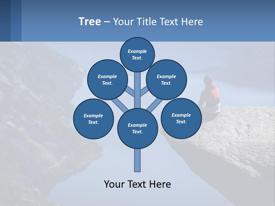 A Person Sitting On Top Of A Cliff Overlooking A Lake PowerPoint Template